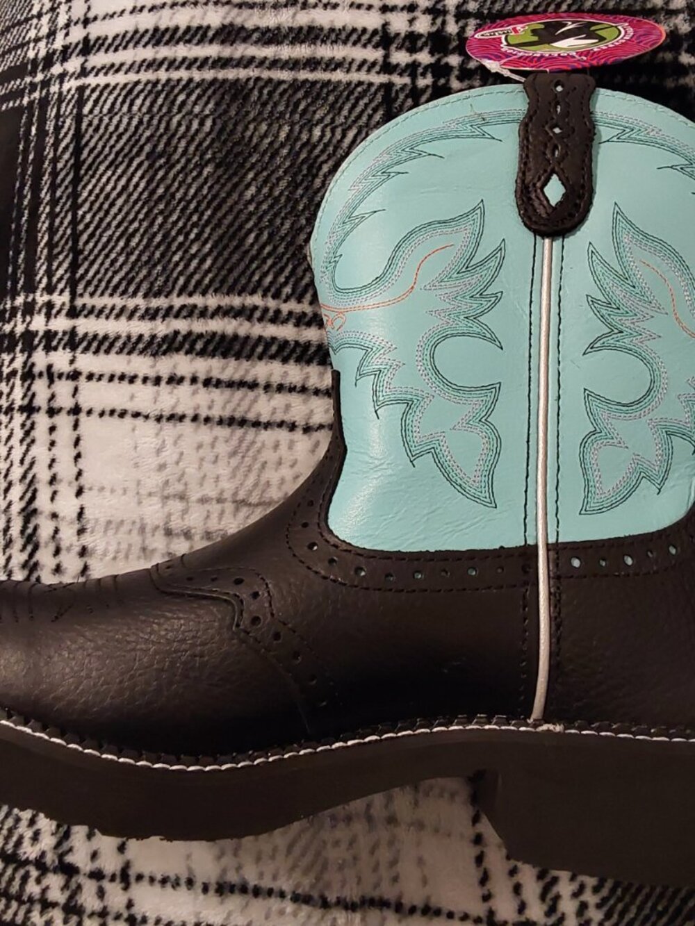 JUSTIN BOOTS GYPSY LEATHER ROUND TOE COWBOY BOOTS TURQUOISE NEW W TAGS, BEAUTY - Picture 14 of 16
